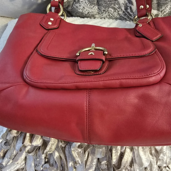 Coach Red Leather Tote Bag - Picture 9 of 10